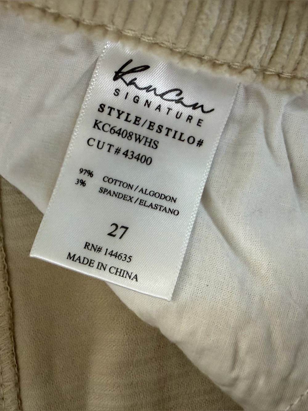 Kancan Buckle BKE Jeans Womens 27 Cream High Rise Straight Corduroy Stretch - Picture 6 of 11